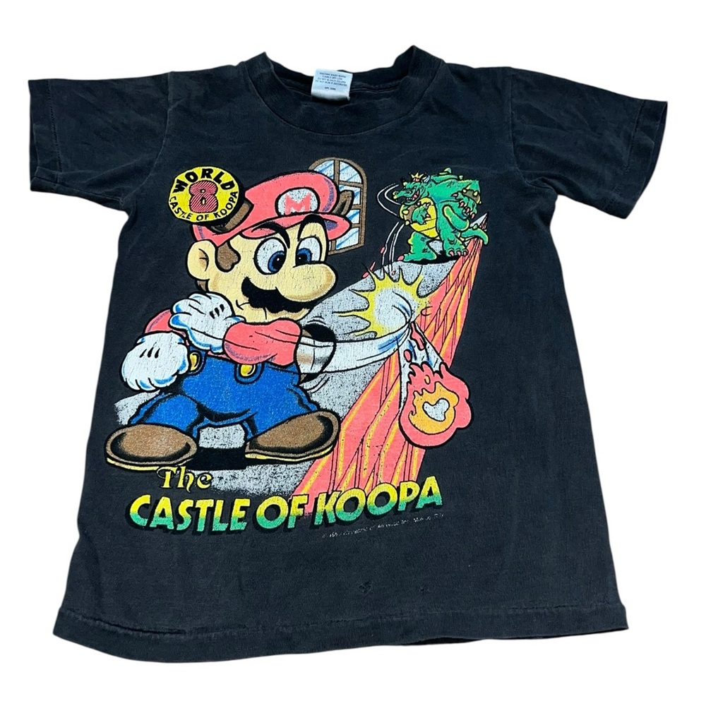 VTG 1990 Super Mario Brothers The Castle of Koopa Shirt Youth M Nintendo A3